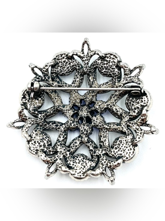 Vintage Rhinestone Flower Brooch Blue - Etsy Vintage Blue and Green Crystal Floral Brooch - Women\'s Jewelry